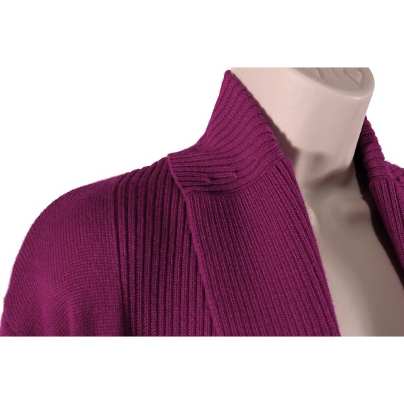 Coldwater Creek Womens Open Front Cardigan Sweater XS (4-6) Magenta Merino Wool - Picture 4 of 10